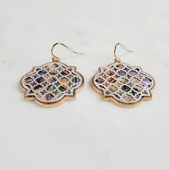 New abalone filigree dangle earrings - Picture 3 of 11